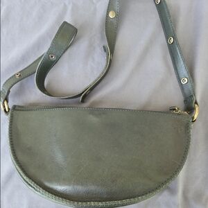 Leather Crossbody Sling Bag - Black